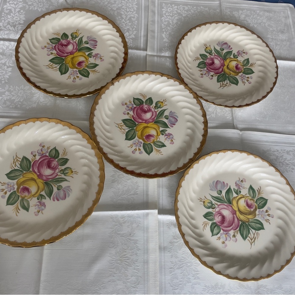 Royal China Quban Dinner Plates, 24K Gold Plates, Easter Lunch Tableware, Gift